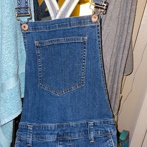 f21 dark denim overall pants